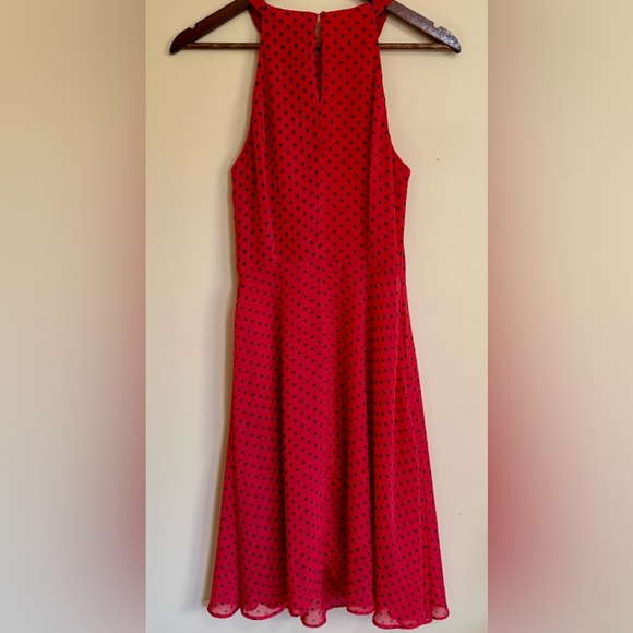 Trendyol| Red & Black Polka Dot Halter Midi Chiffon Dress Sz 4/36 - Picture 5 of 7